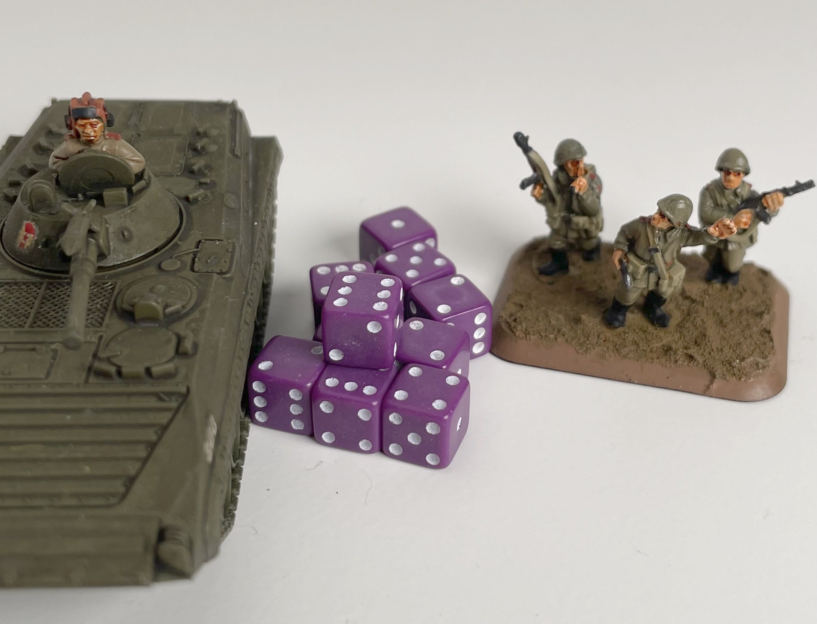 10 x D6 Spot Dice 7mm Opaque Purple/White Spot - d6spot07oppurplews