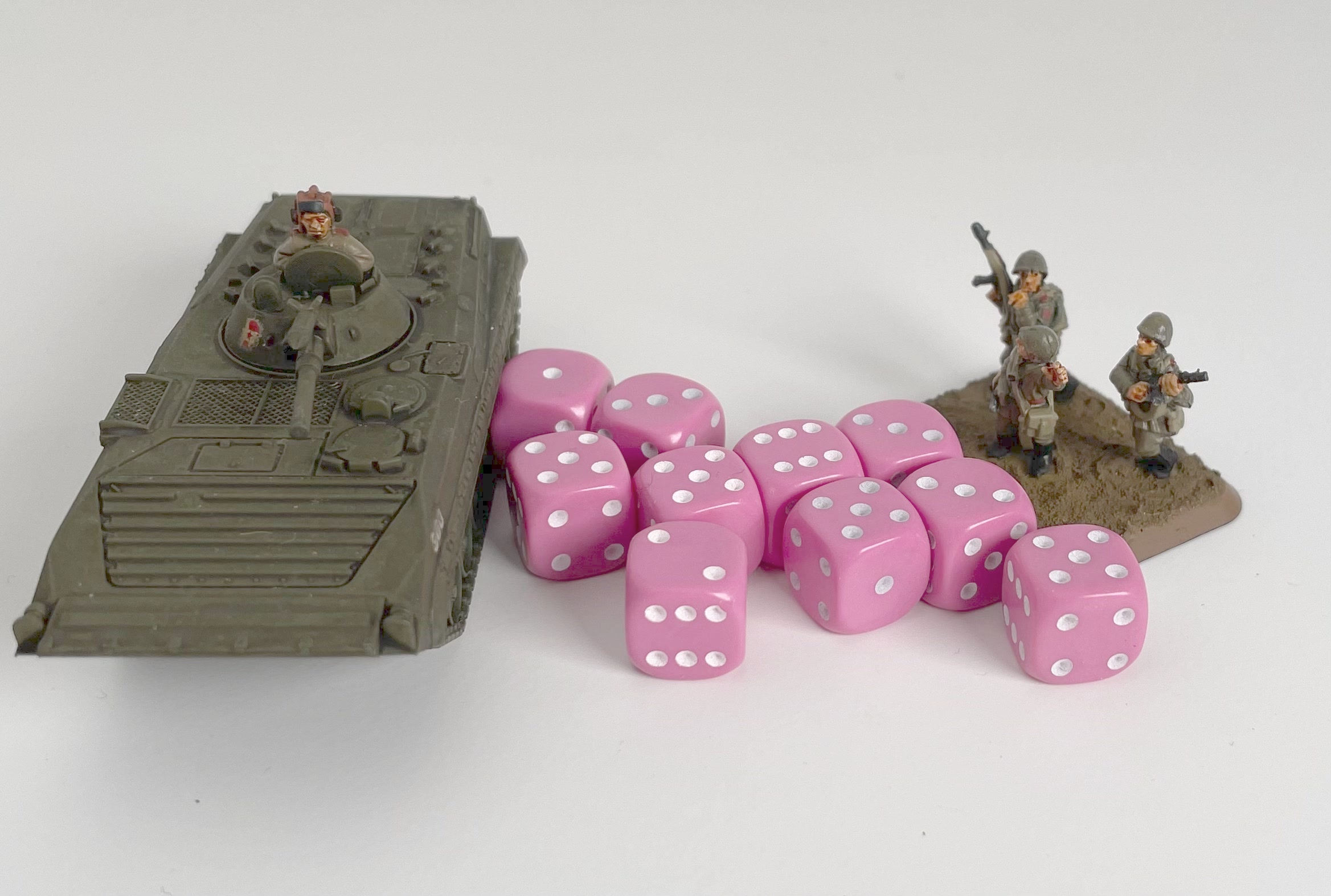 10 x D6 Spot Dice 10mm Opaque Pink/White Spot - d6spot10oppinkws